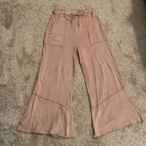 Easel Drawstring Mauve Wide Leg Pants